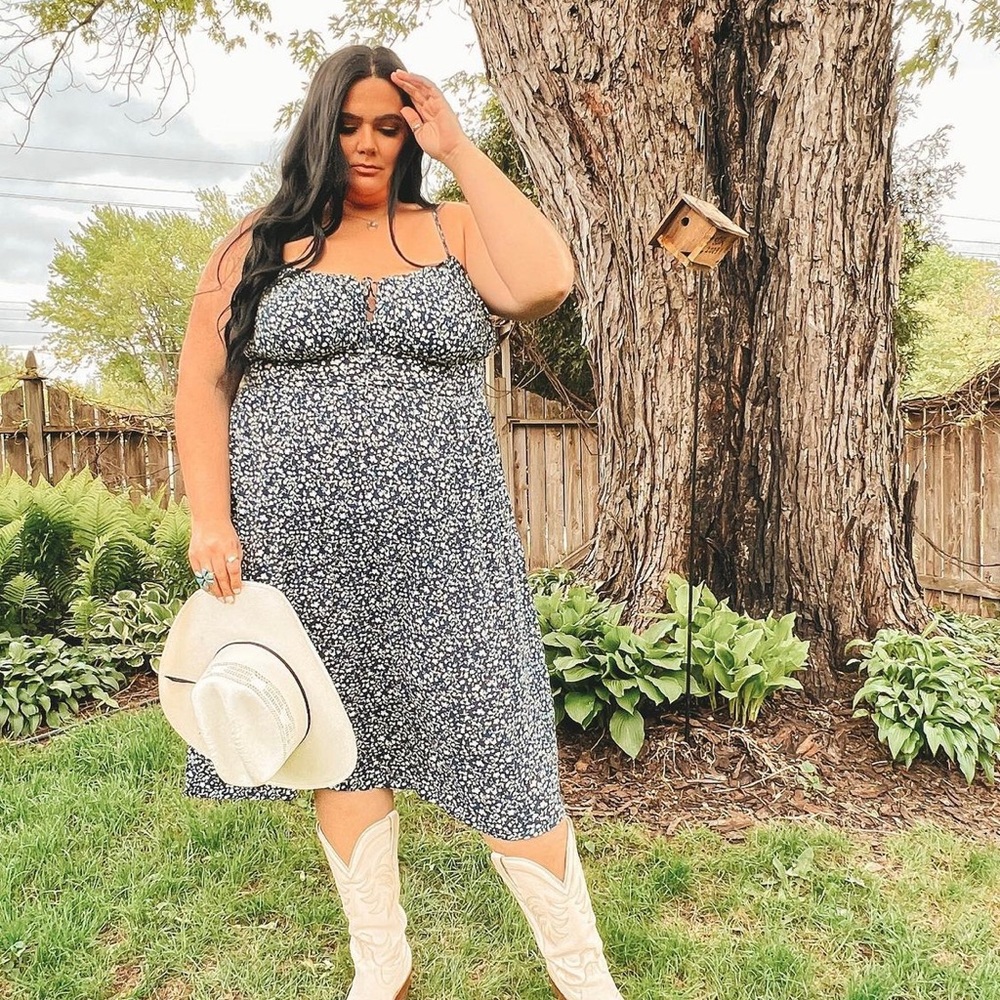 Navy floral dress - Picture 1 of 3